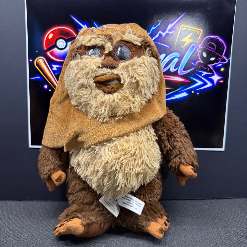 Disney Store Star Wars Wicket the Ewok Plush Brown Shaggy Fur Hooded Toy 10 inch